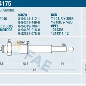 Świeca żarowa FAE 74175 Hit sprzedaży