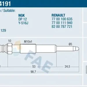 Świeca żarowa FAE 74191 Nowy