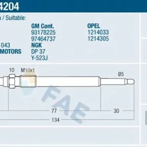 Łatwy zwrot Świeca żarowa FAE 74204