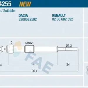 Świeca żarowa FAE 74255 Dostępne od ręki