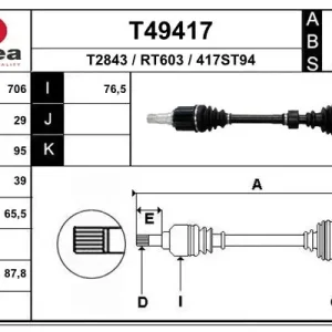 Zniżka Sklep Wazcar  Karta produktu: EAI T49417 EAI Półoś napędowa