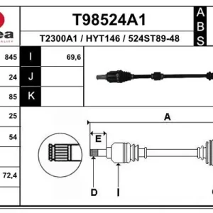 Zniżka Sklep Wazcar  Karta produktu: EAI T98524A1 EAI Półoś napędowa