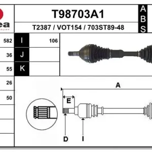 Bestseller Sklep Wazcar  Karta produktu: EAI T98703A1 EAI Półoś napędowa