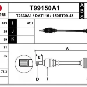 Zniżka Sklep Wazcar  Karta produktu: EAI T99150A1 EAI Półoś napędowa