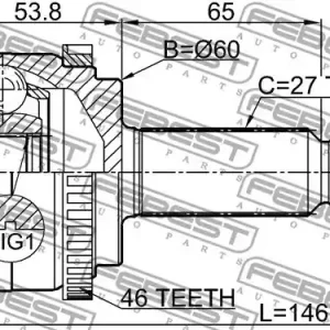 Popularny PRZEGUB ZEW. KIA 22X60X27 ABS 46Z
