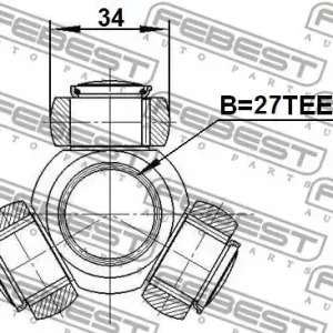 Nowość KRZYŻAK PRZEGUBU WEW. NISSAN/INFINITI 27X34 (TRIPOD) NAVARA/PATHFINDER