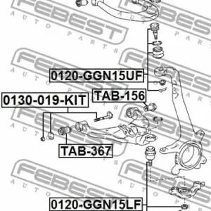 Łatwy zwrot ŚRUBA WAHACZA TOYOTA P. HILUX 05-  Z PODKŁADKĄ I NAKRĘTKĄ (MIMOŚRODOWA)