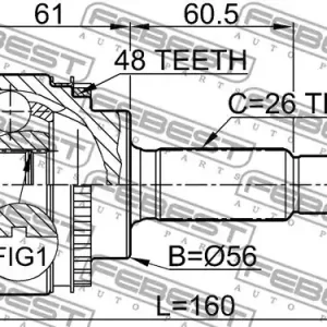 Super okazja PRZEGUB ZEW. TOYOTA COROLLA 23X56X26 ABS 48Z